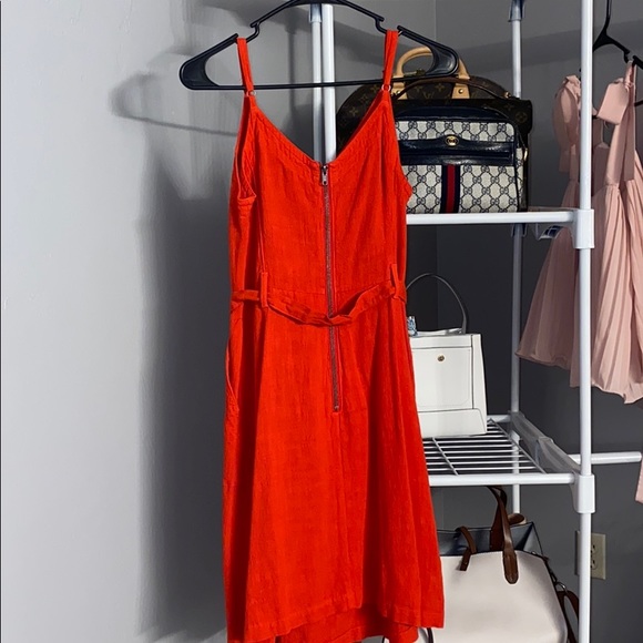 Red Dress with tie around belt - Picture 3 of 4